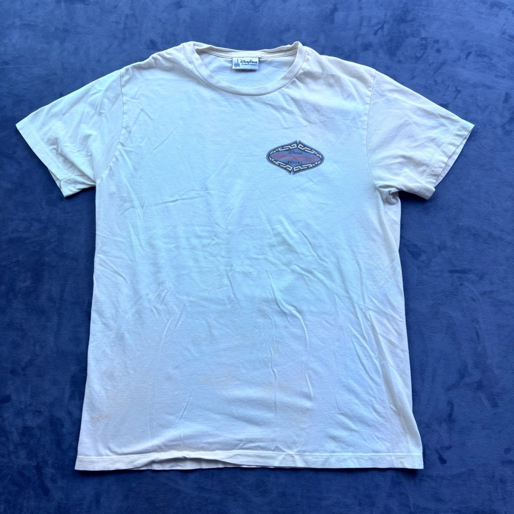 Disney Parks Polynesian Resort Mickey Mouse Surfing T-Shirt White Mens Medium